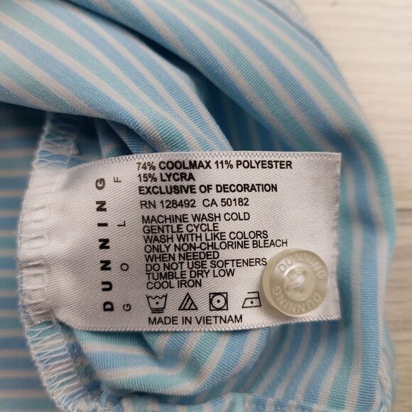 Dunning Golf Polo Shirt Mens‎ Large Blue Striped Casual Stretch Performance Wick - Picture 7 of 9